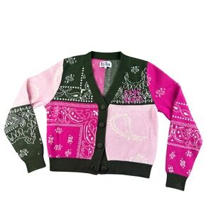 MC2 Saint Barth Cardigan Sweater Women S Paisley Bandana Print Wool Cashmere